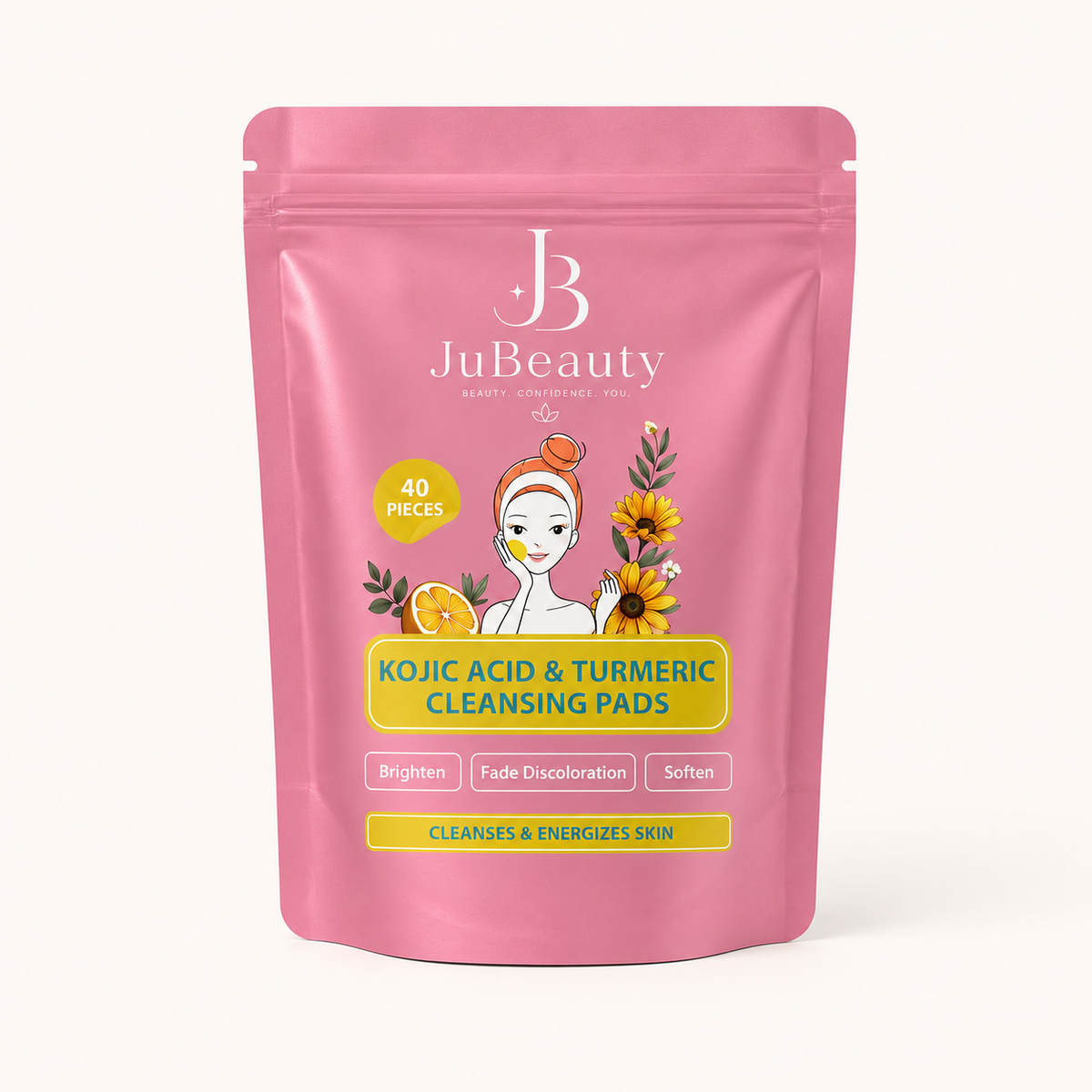 JuBeauty Turmeric Kojic Acid Cleansing Pads pouch